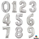 Large number helium balloon - silver 0-9