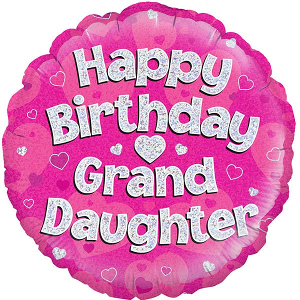 18 inch Happy Birthday Granddaughter Round Foil Balloon