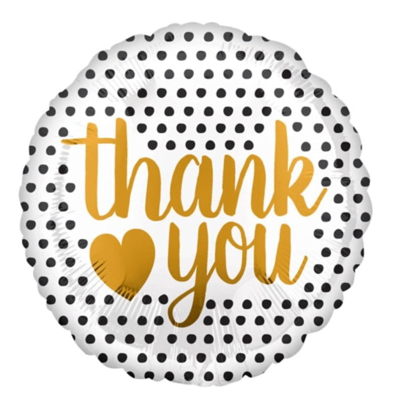 18 inch Thank You - Black and Gold Balloon