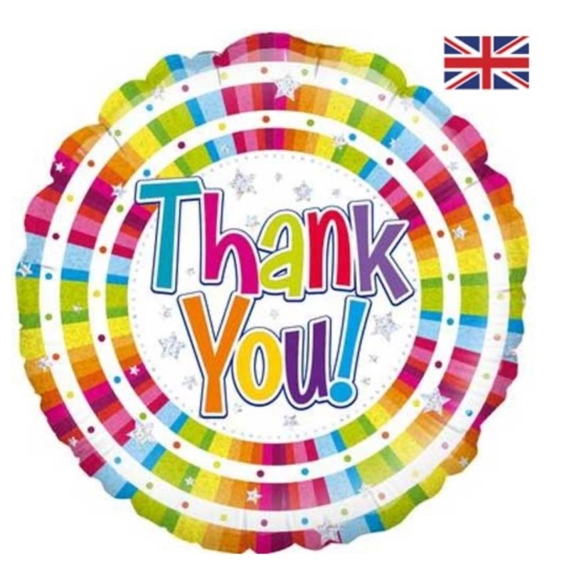18 inch Thank You - Rainbow Balloon