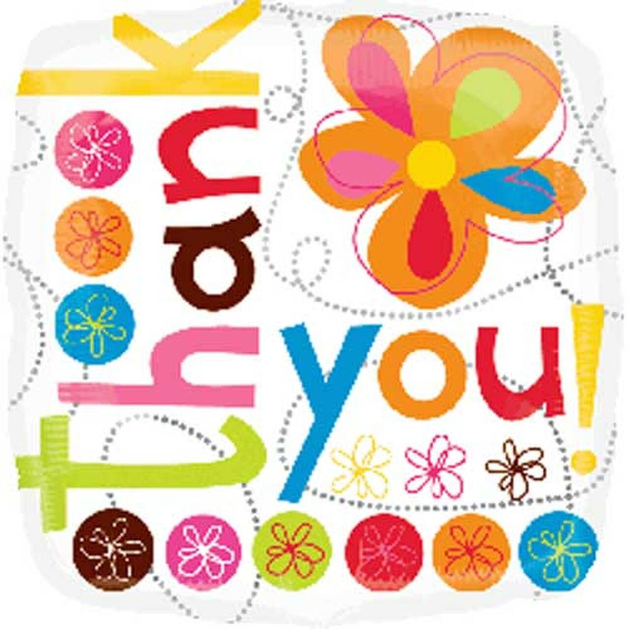 18 inch Thank You Colourful Flowers Square Balloon