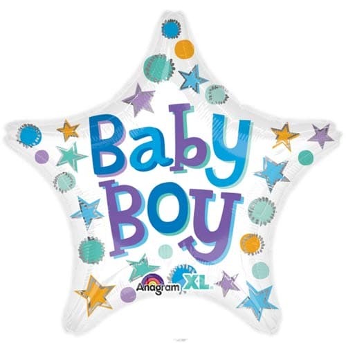 18 inch Baby Boy Stars & Dots Star Foil Balloon