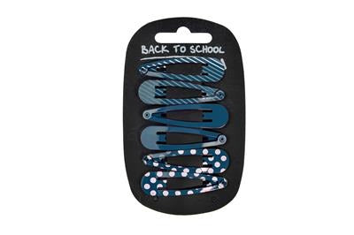 Navy Patterned Hair Clips
