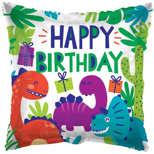 18 inch Birthday Dinosaurs Eco Foil Balloon
