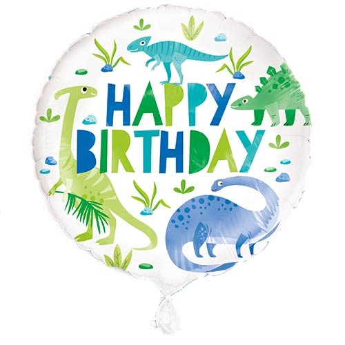 18 inch Birthday Blue & Green Dinosaur Foil Balloon