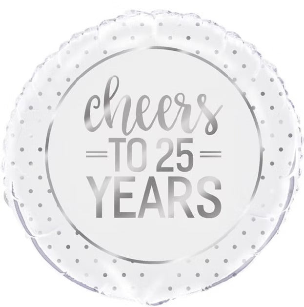 18 inch Happy Anniversary - Cheers to 25 Years Balloon