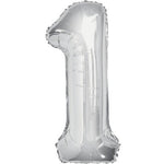 Large number helium balloon - silver 0-9