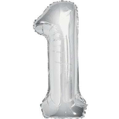 Large number helium balloon - silver 0-9