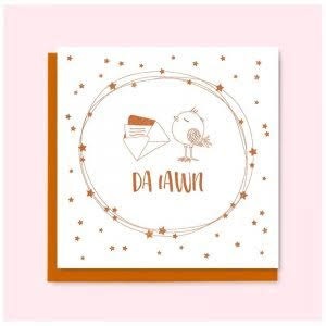 Da Iawn Copper Bird and Stars Card