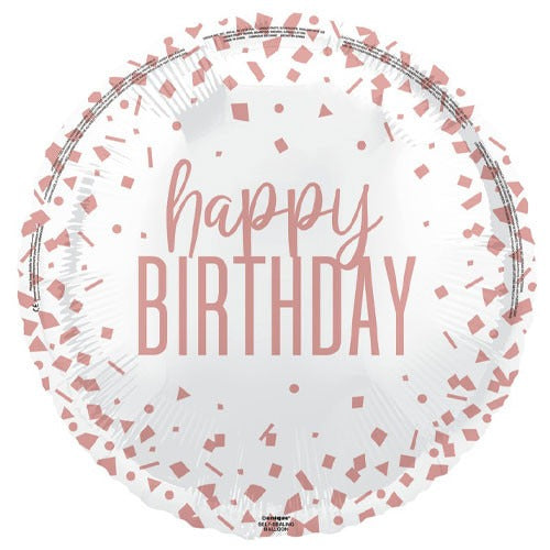 18 inch Birthday Rose Gold Confetti Foil Balloon