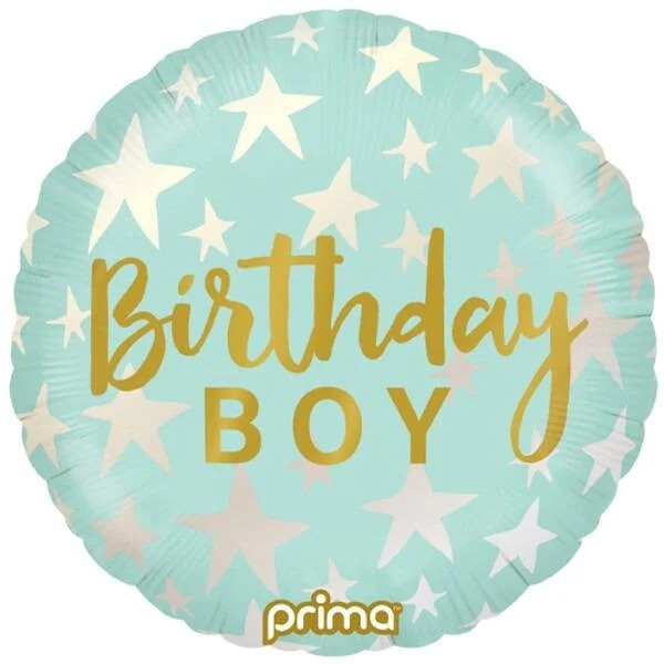 18 inch Birthday Boy Stars Blue Foil Balloon