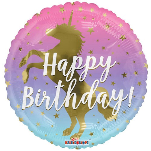 18 inch Happy Birthday Balloon - Ombre Unicorn