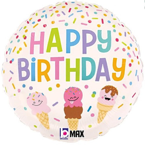 18 inch Birthday Ice Cream Cone Foil Balloon