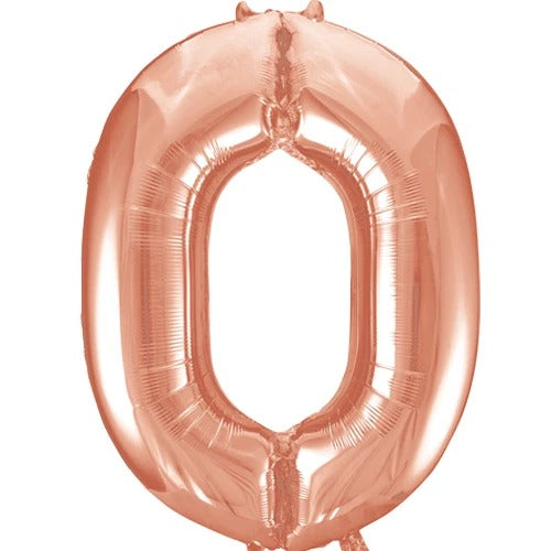 Large number helium balloon - rose gold 0-9