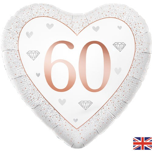 18 inch Happy 60th Anniversary - Diamond Heart Balloon