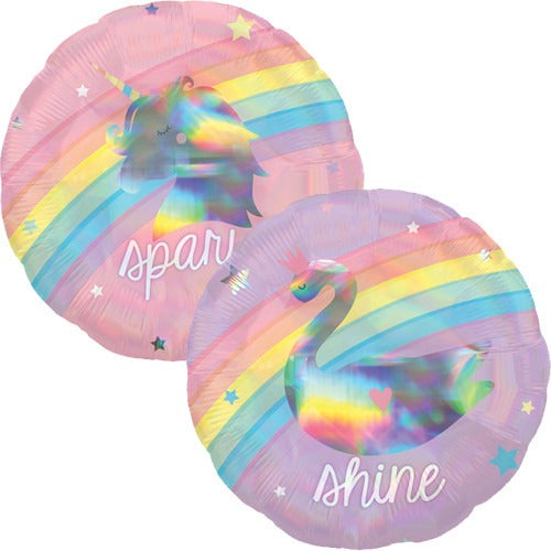 18 inch Sparkle & Shine Unicorn & Swan Balloon