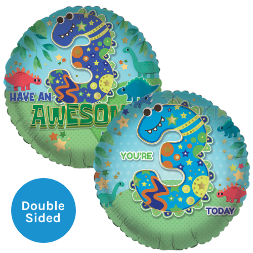 18 inch Age 3 Awesome Dinos Balloon