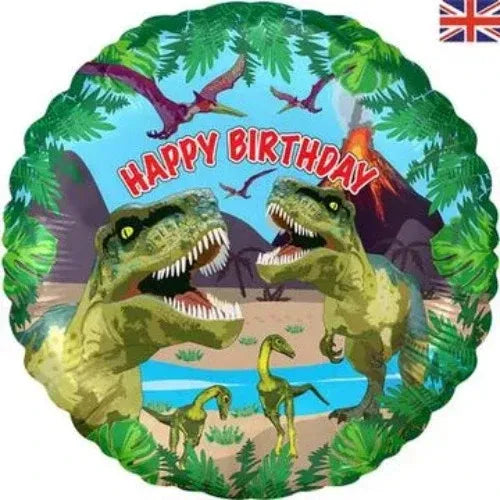 18 inch Happy Birthday Balloon - Jurassic Dinosaurs