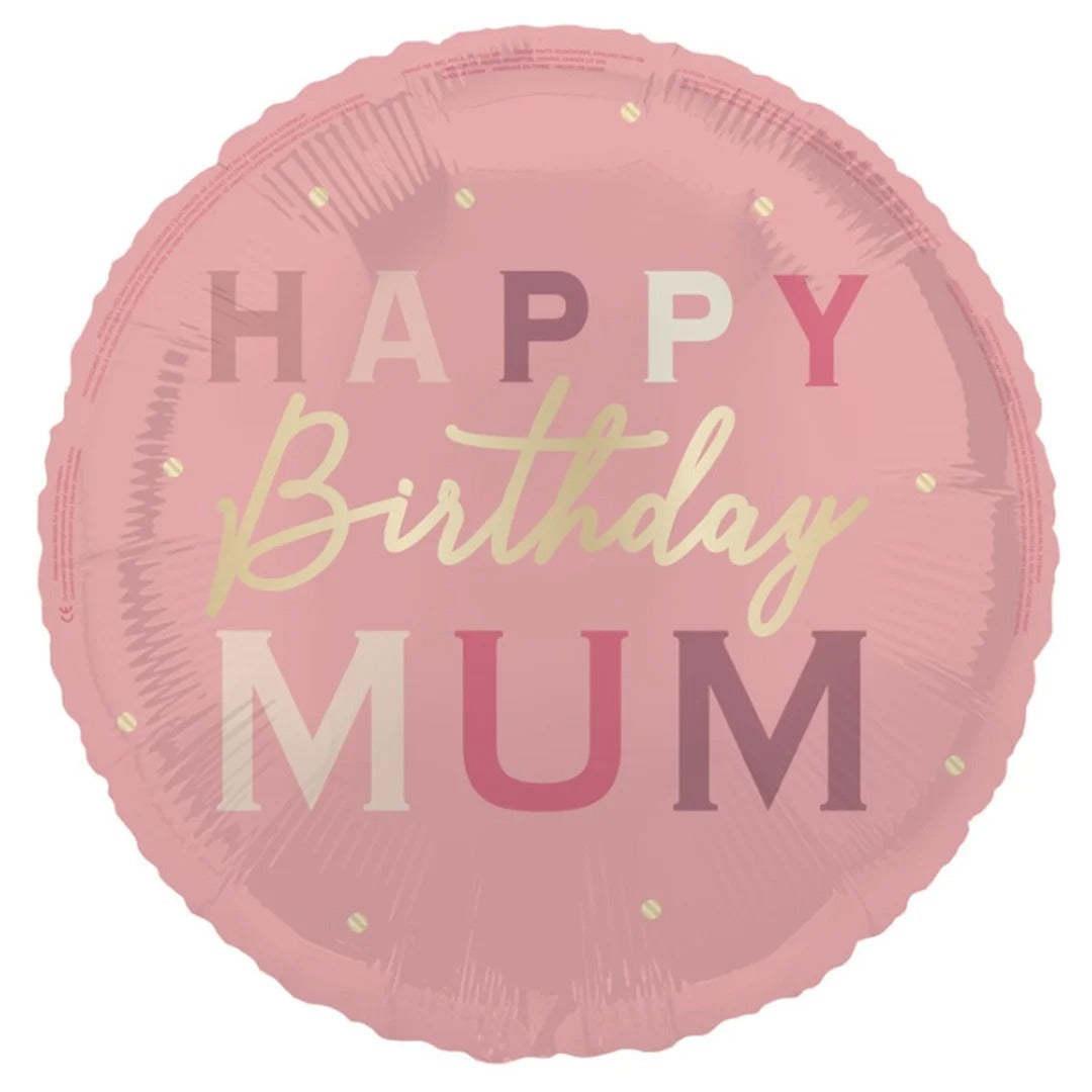 18 inch Happy Birthday Mum Gold Dots Foil Balloon