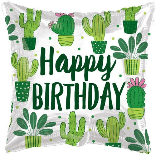 18 inch Happy Birthday Cactus Eco Foil Balloon