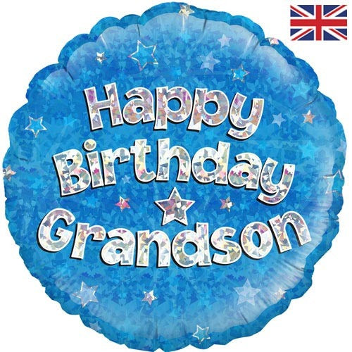 18 inch Happy Birthday Grandson Round Foil Balloon