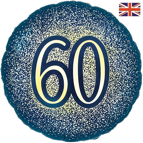 18 inch 60th Birthday Navy & Gold Glitter Foil Balloon