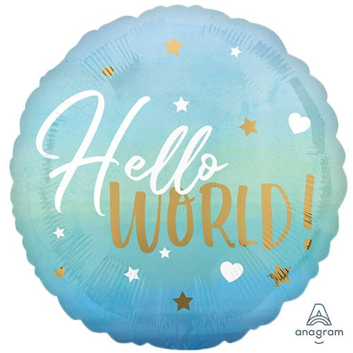 18 inch Hello World Baby Boy Foil Balloon