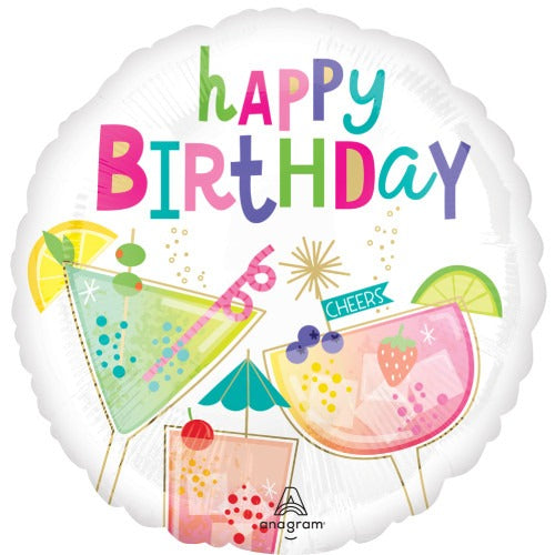 18 inch Birthday Cocktail Surprise Foil Balloon