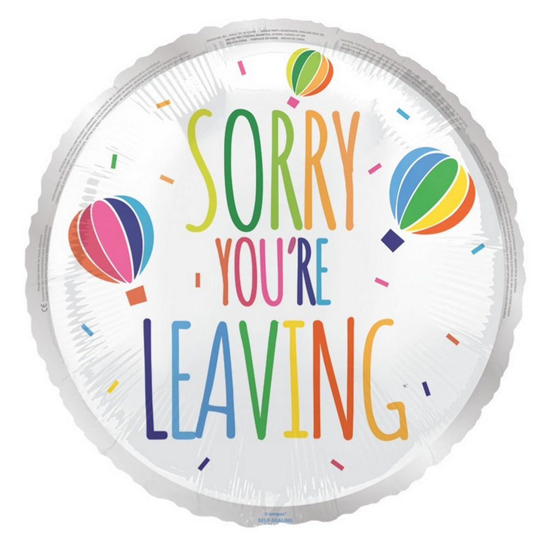 18 inch Sorry You're Leaving Hot Air Balloon With Confetti Foil Balloon