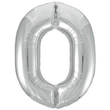 Large number helium balloon - silver 0-9