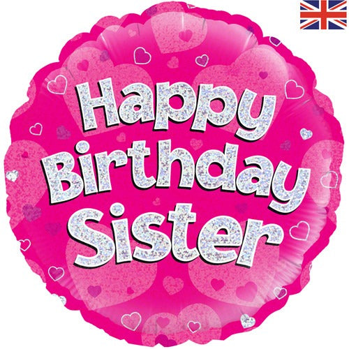 18 inch Happy Birthday Sister Round Foil Balloon