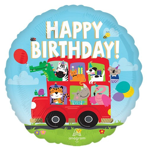 18 inch Happy Birthday Party Bus Foil Balloon