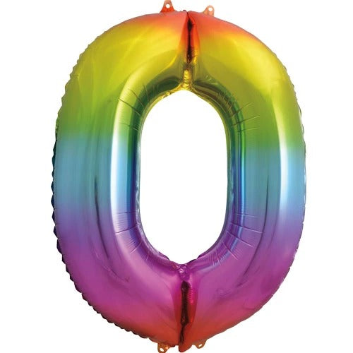 Large number helium balloon - rainbow 0-9