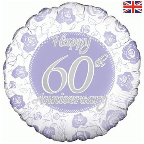 18 inch Happy 60th Anniversary - Diamond Floral Balloon