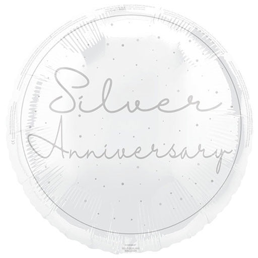 18 inch Happy Silver Anniversary Script Foil Balloon
