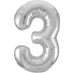 Large number helium balloon - silver 0-9