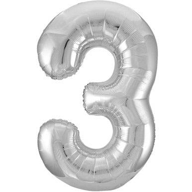 Large number helium balloon - silver 0-9