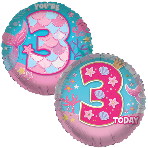18 inch Age 3 Mermaid Magic Balloon