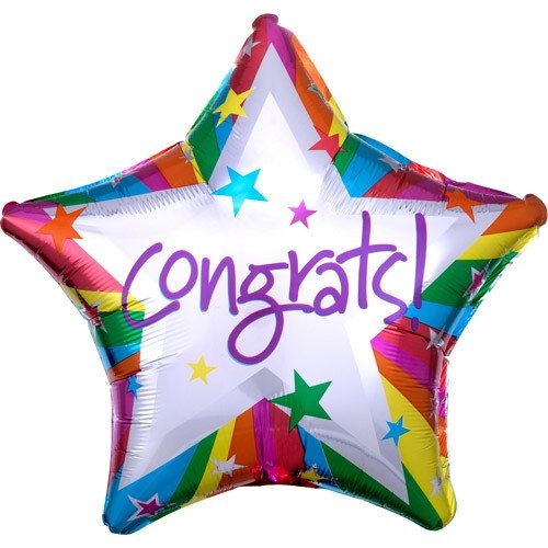 18 inch Congratulations - Congrats! Rainbow Star Balloon