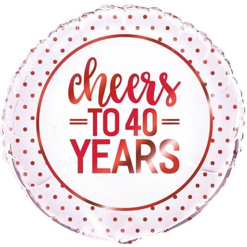 18 inch Happy Anniversary - Cheers to 40 Years Balloon