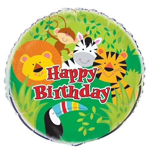 18 inch Happy Birthday Balloon - Cute Jungle