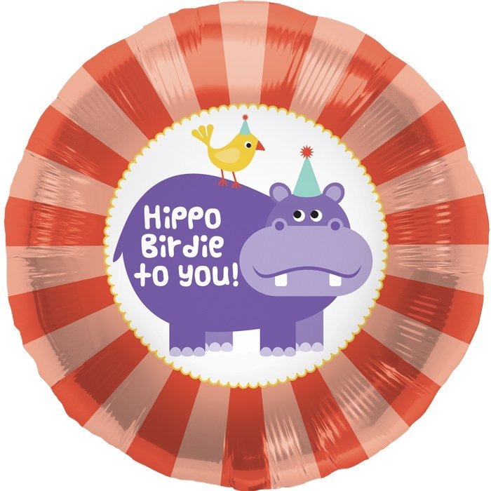 18 inch Happy Birthday Balloon - Hippo Birdie To You