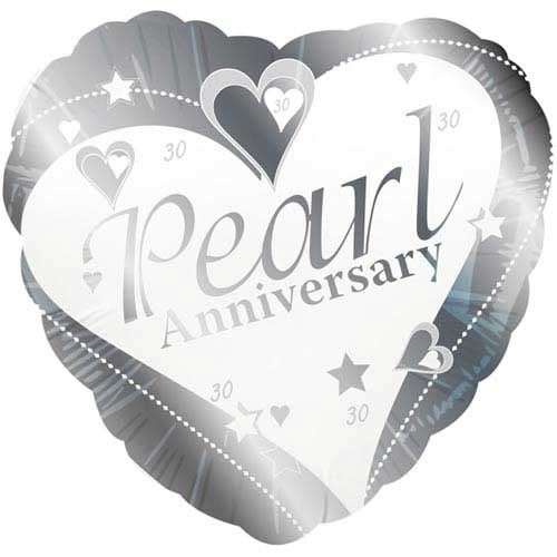 18 inch Happy Pearl Anniversary Heart Balloon