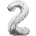 Large number helium balloon - silver 0-9