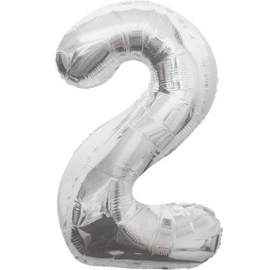 Large number helium balloon - silver 0-9