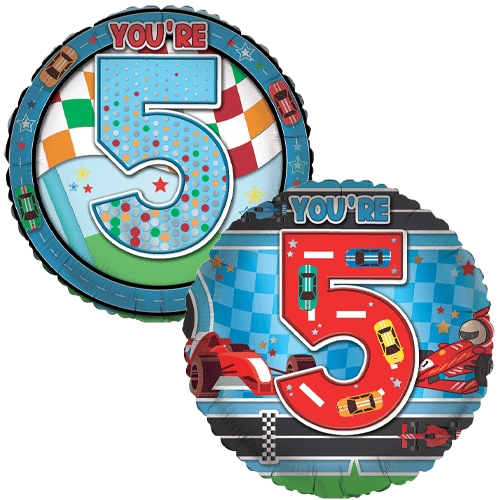18 inch Age 5 Racing Cars Balloon