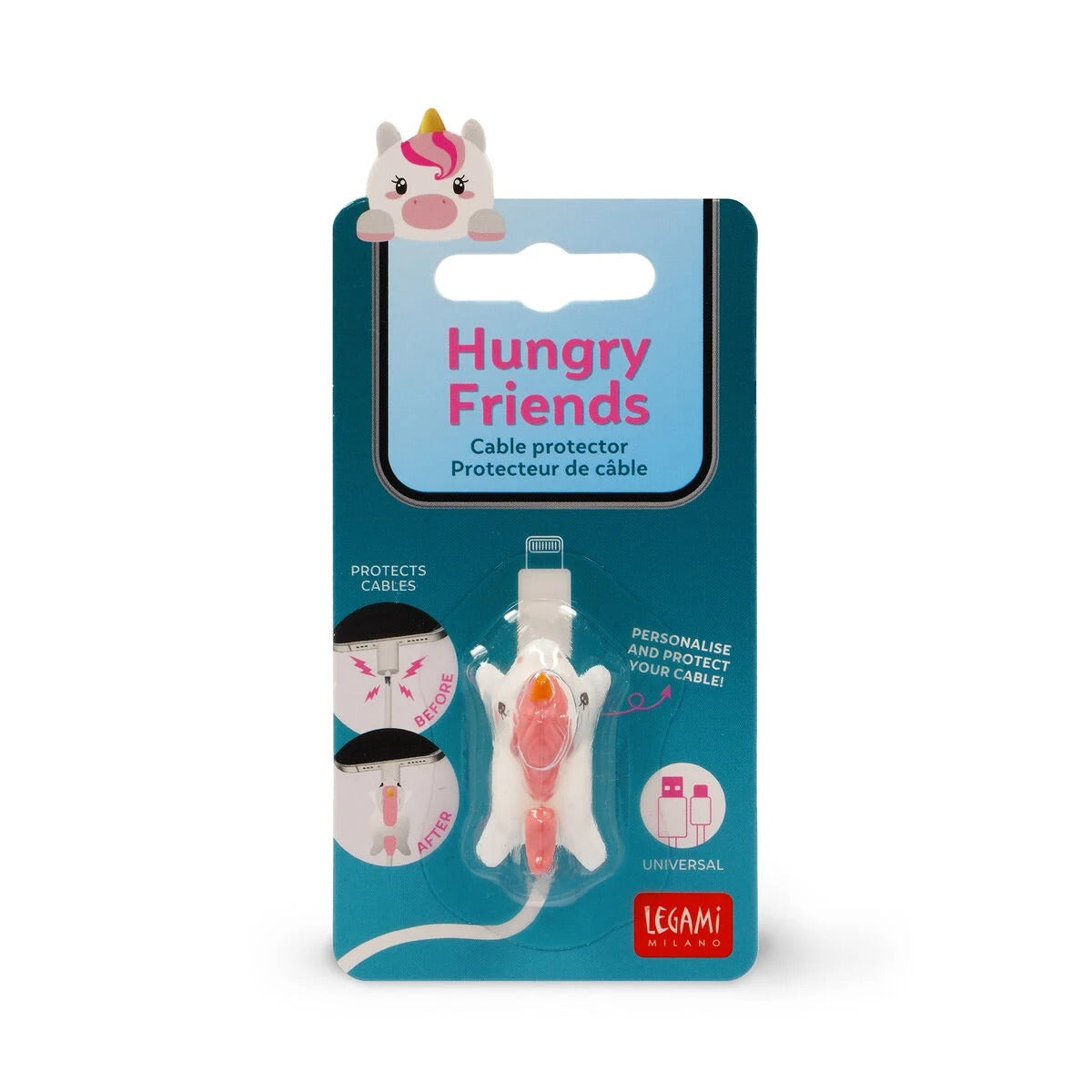 Legami Unicorn Cable Protector - Hungry Friends