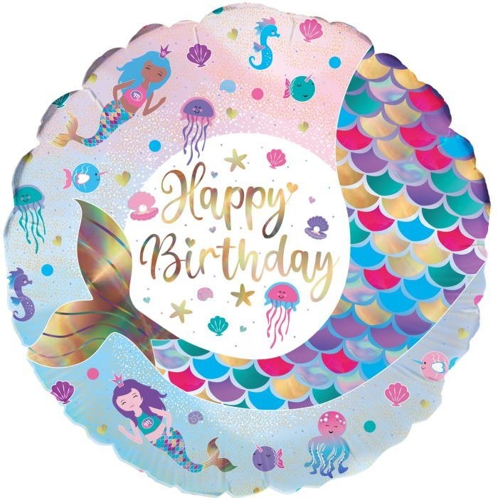 18 inch Happy Birthday Balloon - Mermaid Tail
