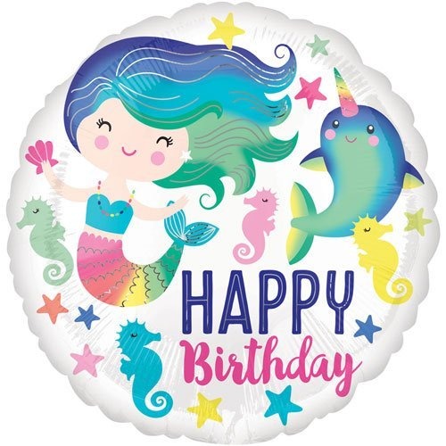 18 inch Happy Birthday Balloon - Mermaid