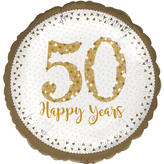 18 inch Happy Anniversary 50 Happy Years Gold Balloon